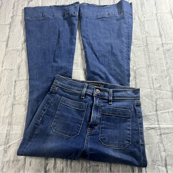 Veronica Beard Sheridan Exaggerated Flare High Rise Jeans Airway - Picture 3 of 10